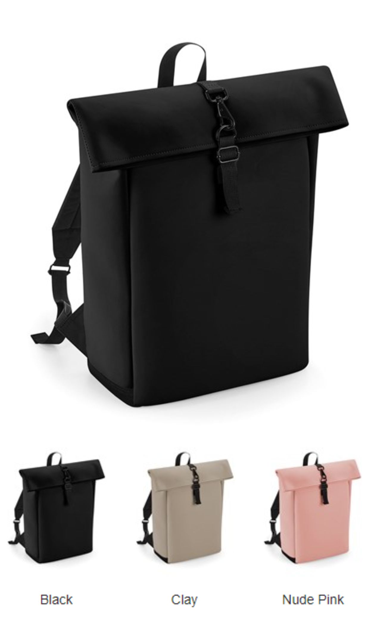 Bagbase BG335 Matte PU Roll Top Backpack  Bagbase BG335 Matte PU Roll Top Backpack